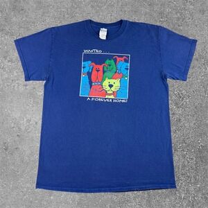 Wanted A Forever Home Animal League Volunteer Graphic T-Shirt Mens Medium Blue